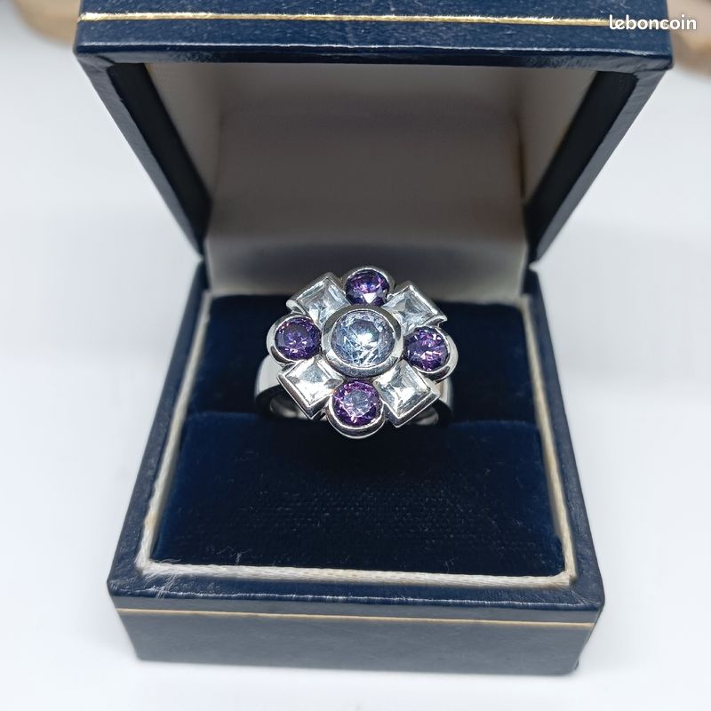 Bague en argent 925 rhodié avec zirconium (image 1)