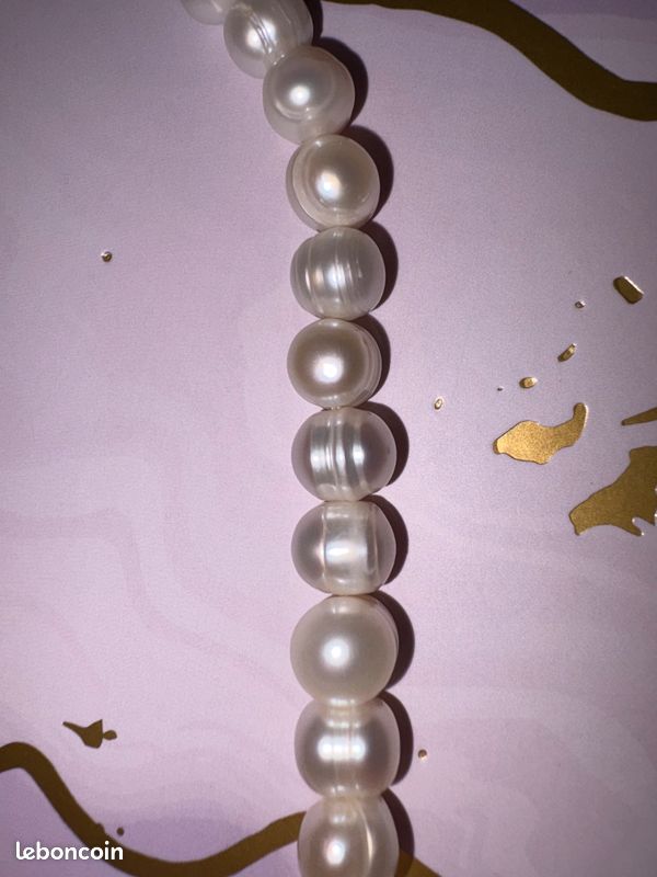 Collier Ancien En Perles De Culture D'eau Douce - Blanc - Occasion Bon état - Bijou Vintage