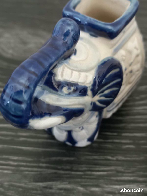 Porte cure dents en céramique émaillée les 2 éléphants vintage décoration (image 12)