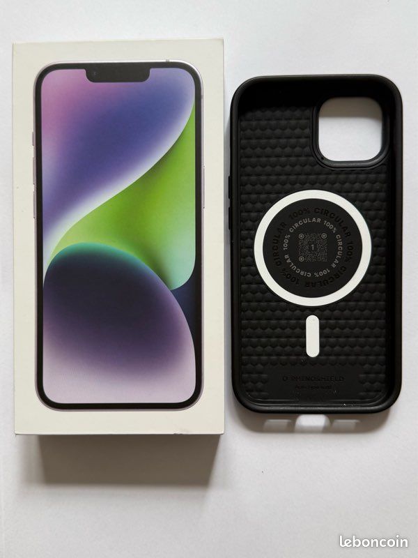IPhone 14 mauve et coque Rhinoshield noire (image 3)