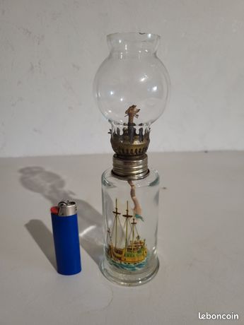 Grande lampe à huile for l'intérieur - Lampe à pétrole antique en verre transparent avec cheminée en verre Lampe à kérosène de bureau à l'huile for la cuisine