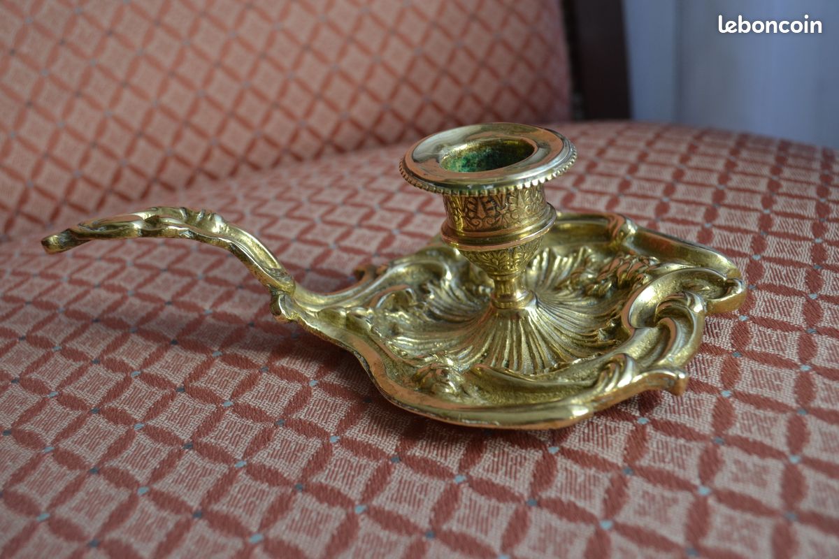 BOUGEOIR À MAIN, Rat de cave, Bronze Doré, Napoléon lll, Porcelaine EUR 160,00 - FR