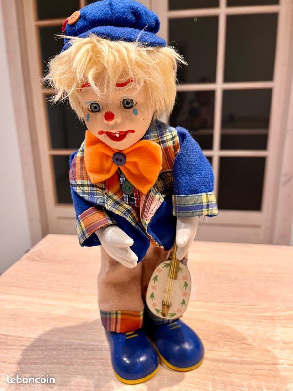 Vieux Clown Automate En Tôle - Jouet Mécanique Ancien Pour Collection
