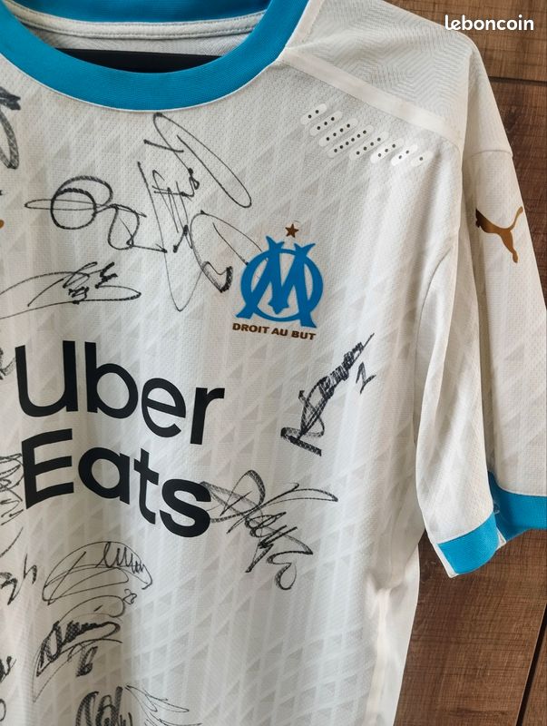 Maillot Olympique De Marseille 2023/2024 Dédicacé Par Toute L'Équipe - Adidas Taille L - 3ème Maillot