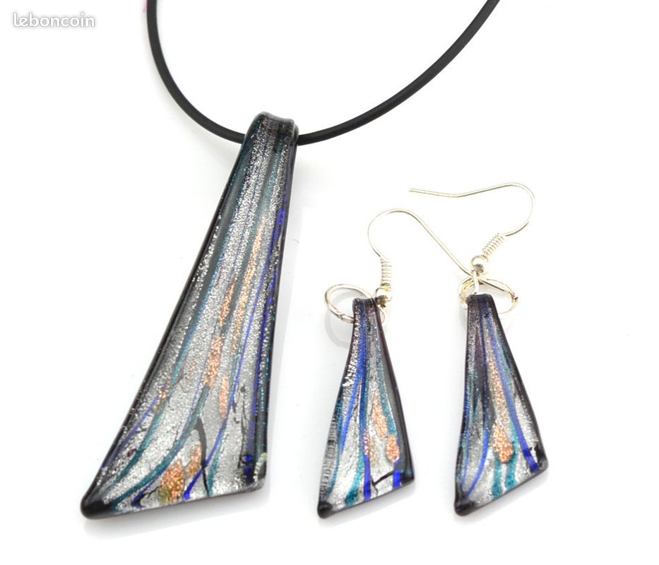 Lot de 6 boites/coffrets : pendentifs + boucles d'oreilles en verre NEUFS (image 5)