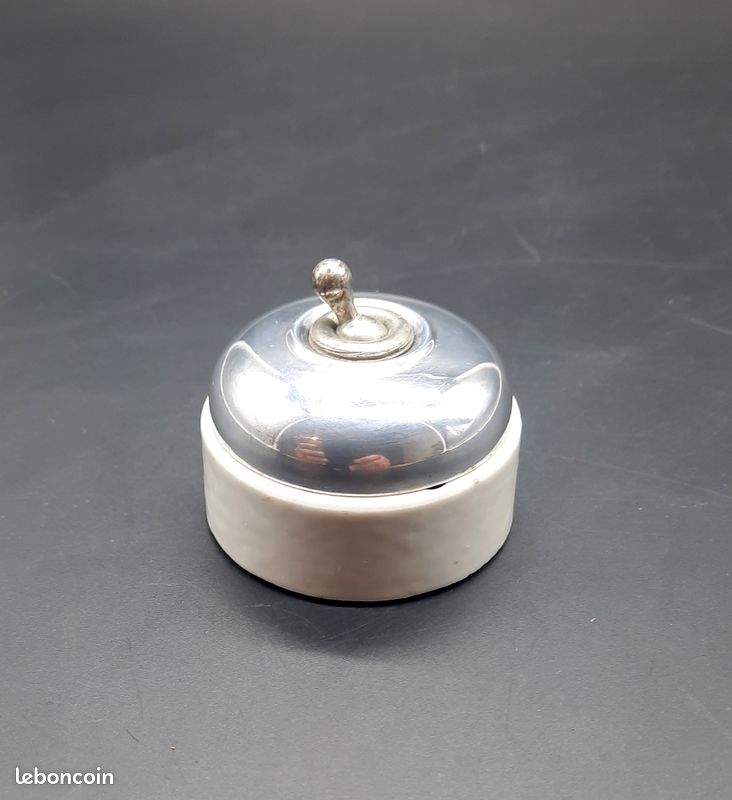 Lot De 4 Interrupteurs Anciens Ronds – Porcelaine Et Chrome, Style Goutte D'eau 9