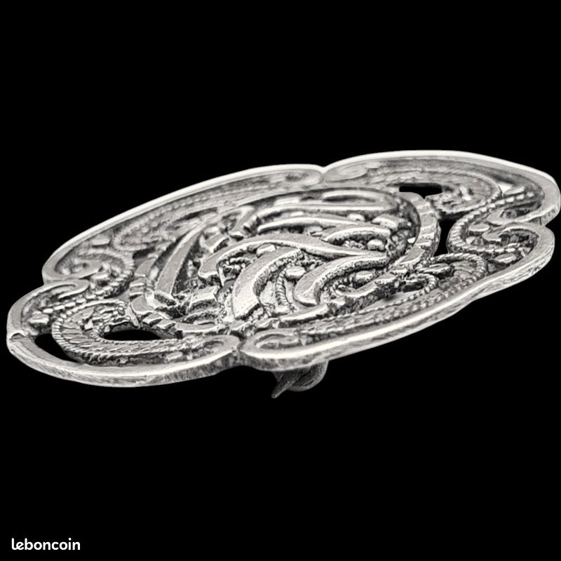 Broche de bar art déco - épingle de collier en filigrane d'argent