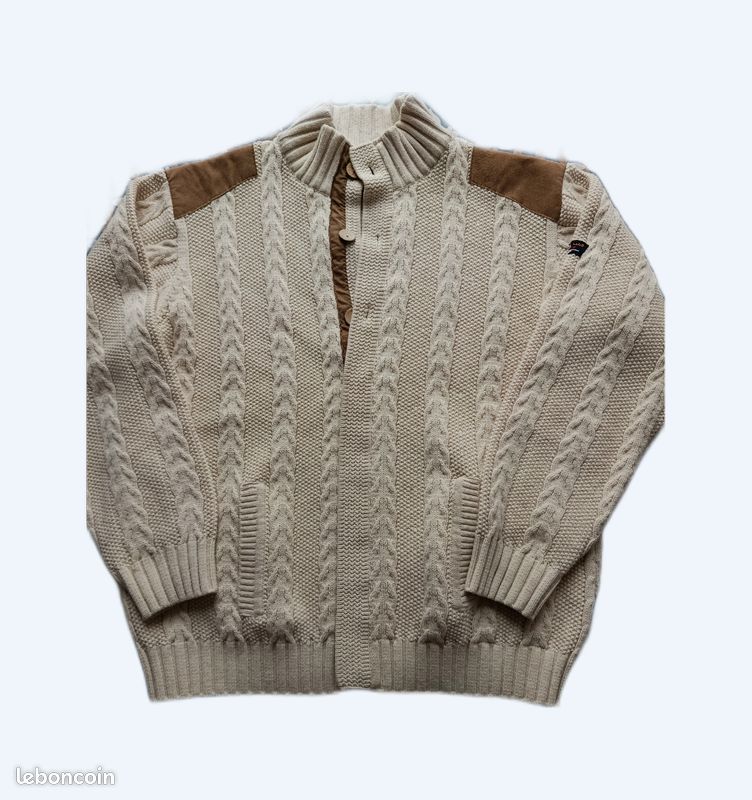 Cardigan Croisière Rodier Taille 46/48 - Maille Soie/coton Marine/crème - Occasion Très Bon état