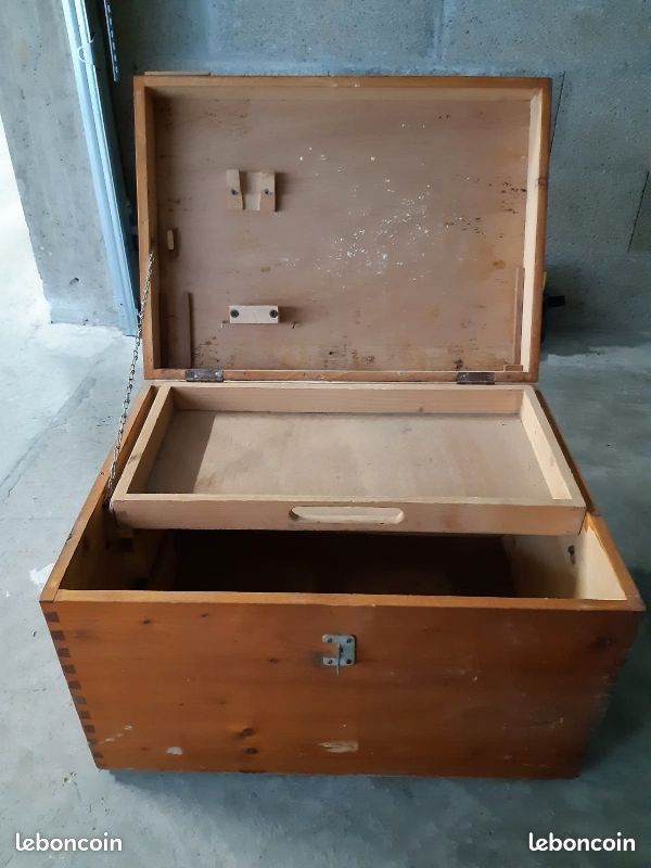 Ancienne Caisse à Outils Bois Et Métal – Style Plombier / Ouvrier – Déco Brute