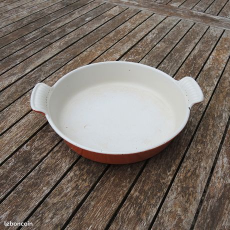 PLAT LE CREUSET EN FONTE OVALE ø 40 CM ORANGE Bon état RARE N°40 Cocotte Four N3 EUR 34,99 - FR