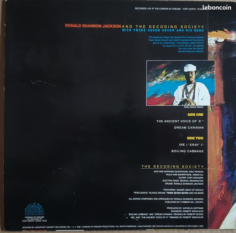 Ronald Shannon Jackson "Live at the Caravan of dreams" vinyle (image 2)