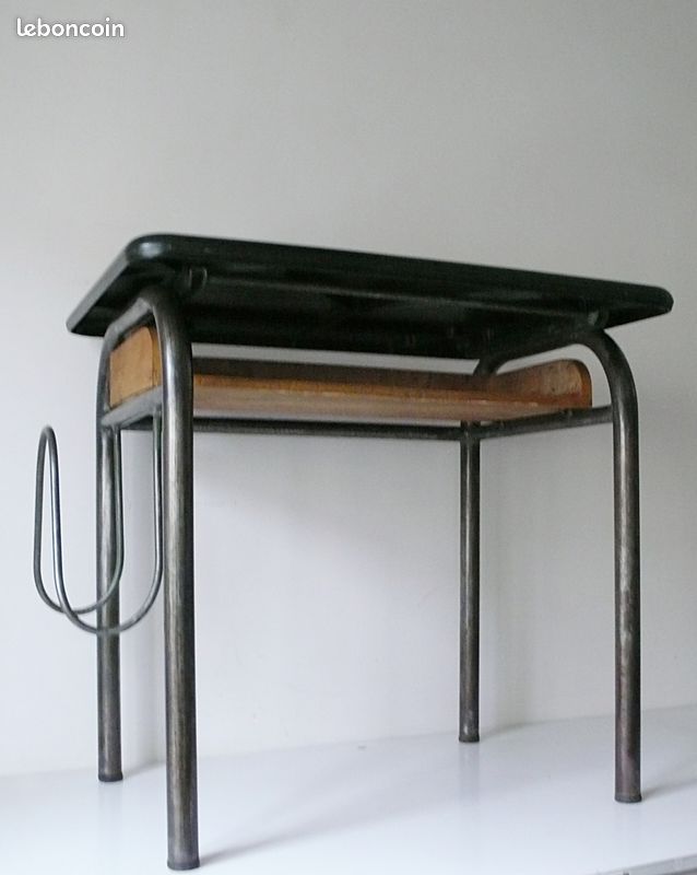 BUREAU ECOLIER EN METAL BOIS / BAKELITE années 50 VINTAGE DESIGN ATELIER 1950 (image 1)