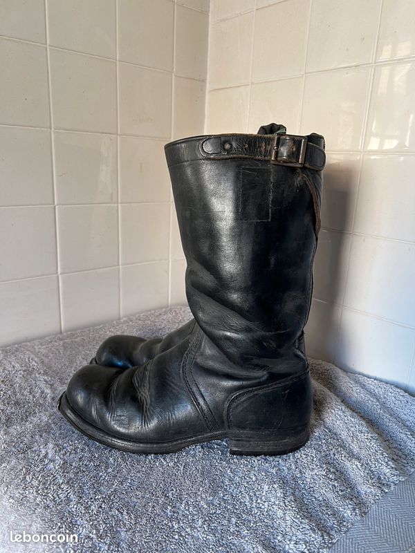 Bottes Bundeswehr Originales - Bottes En Caoutchouc Grand Modèle - Imperméables Antidérapantes - Très Bon état - Taille 37 à 48
