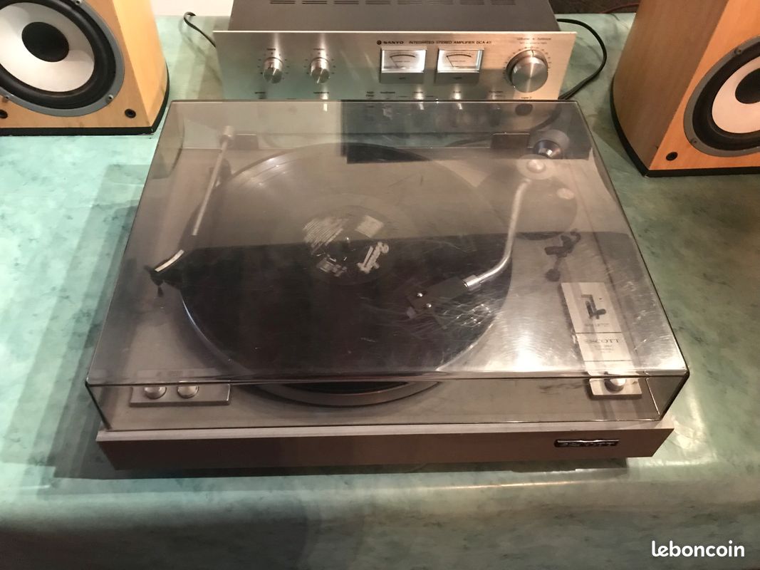 Platine Vinyle SCOTT PS28 – Noire, Fonctionne Nickel, Courroie Changée