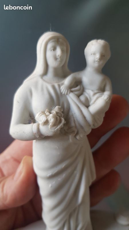 Vierge Marie à l'enfant en porcelaine ou biscuit (image 9)
