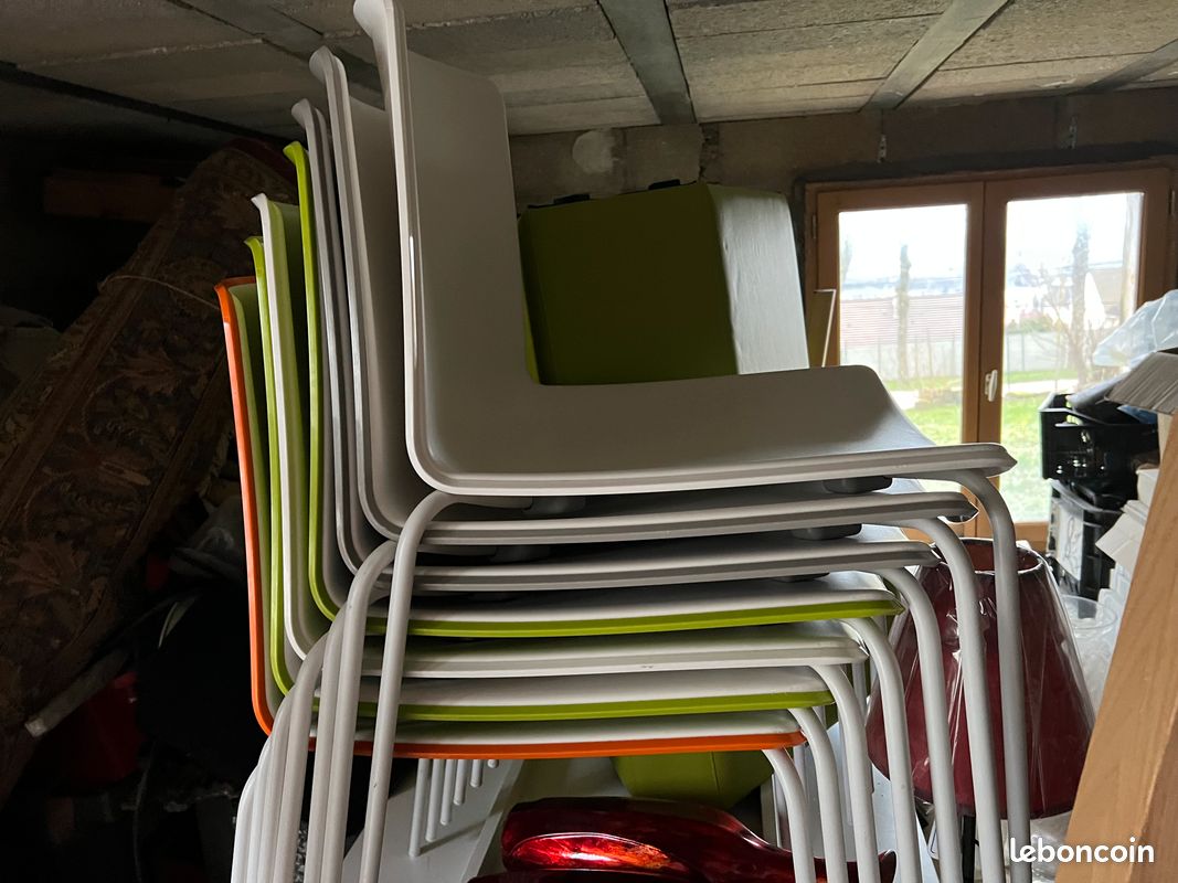 4 Chaises design PEDRALI modèle TWEET empilable orange vert gris (image 4)