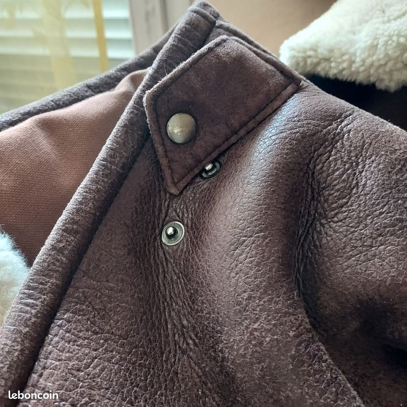 Blouson bombardier cuir peau lainée L (image 13)