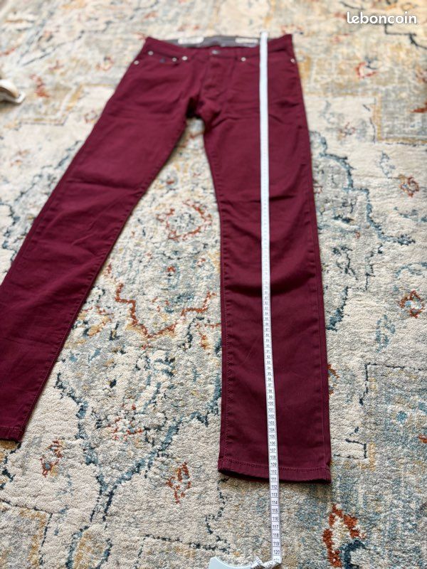 Pantalon chino Bordeaux uni brodé - Marlboro Classics - W31 L34 (image 8)