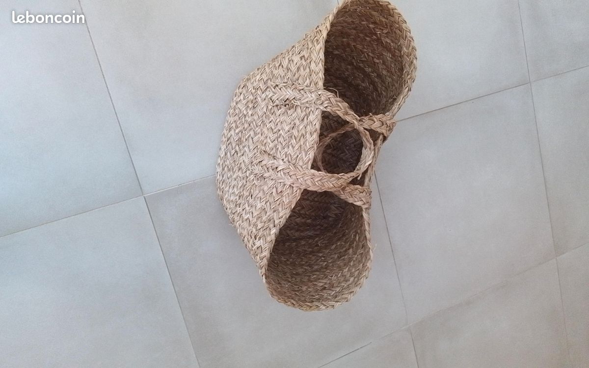 Grand panier cabas en paille tressée (image 2)