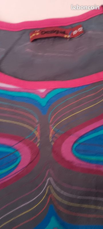 Robe Desigual Fille 11-12 Ans - Multicolore, Longueur Genou, évasée, Col V, Manches Longues