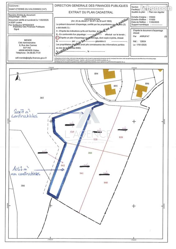 Terrain 3054 m² · à Saint-Étienne-du-Valdonnez · 3 054 m² · 86 000 €