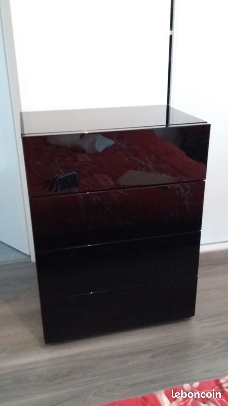 Commode à tiroirs laquée noire (image 3)