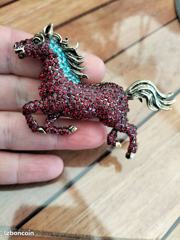 Broche Krementz USA Motif Cheval - Bijou Vintage D'occasion