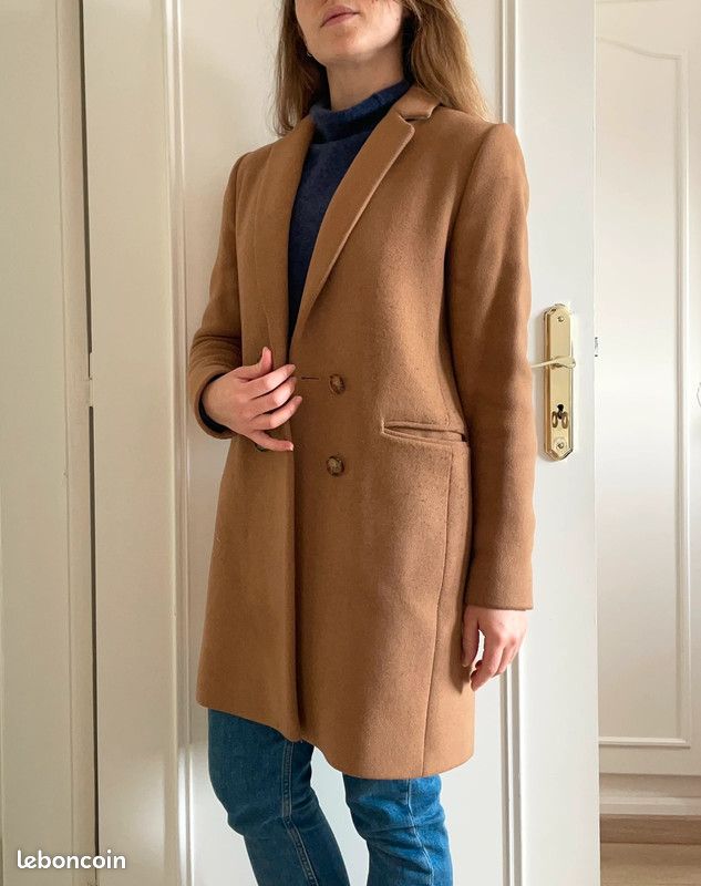 Sezane Avis Manteau Johnson Sezane Camel Manteau D'hiver Camel En