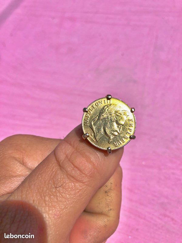 Bague Napoléon Griffée Sertie Pièce 20 Francs Louis (image 9)