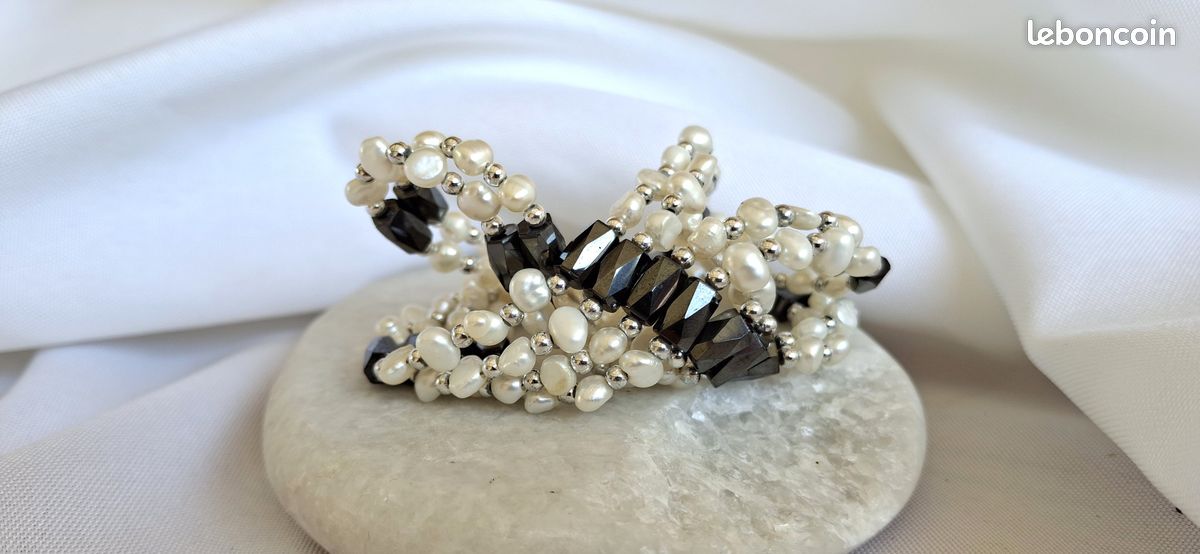 Parure/Bijou modulable 4-en-1 perles de culture & hématite magnétique (2 éléments) (image 5)