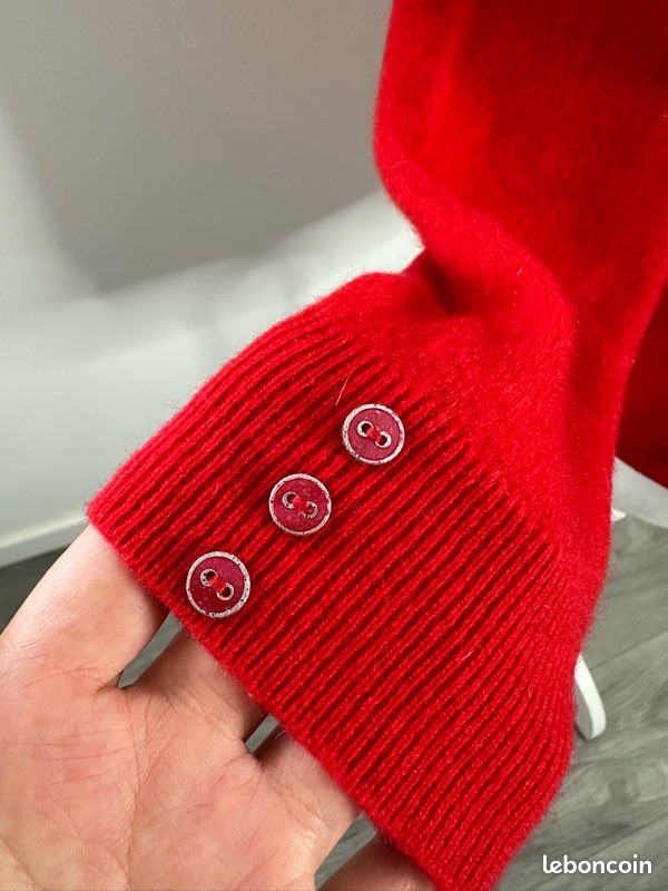 Pull en cachemire rouge et argenté Christine Laure T38 M Vêtements