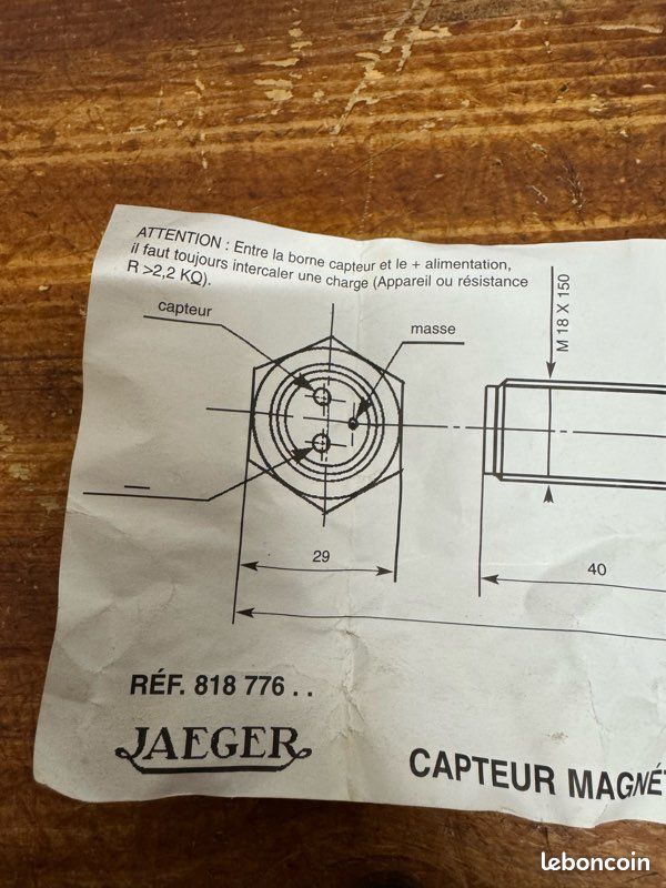 Capteur magnétique industriel Jaeger 81877601 M18x15 neuf ancien stock (image 3)