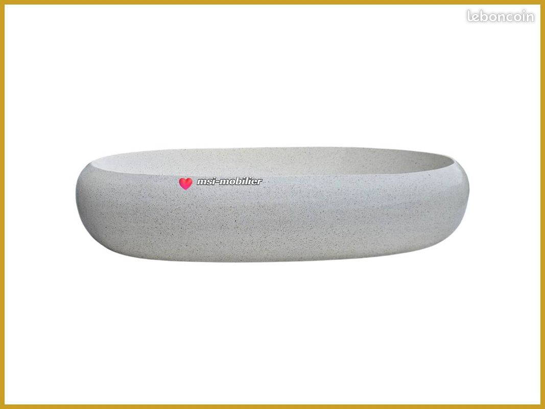 ✨ Grande Vasque design en pierre de terrazzo blanc cassé – grand format 70 cm (image 5)