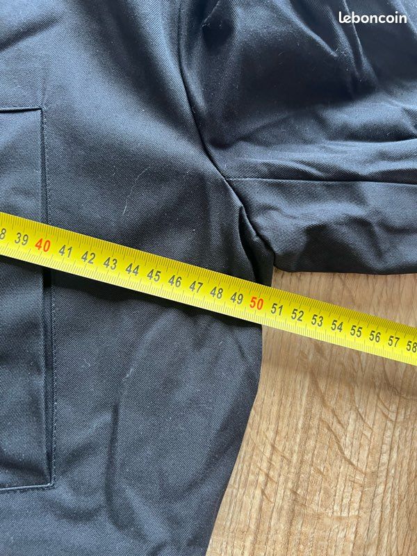 Veste chevignon vintage noire parka mi-longue coton poches doublure bleue homme taille s (image 14)
