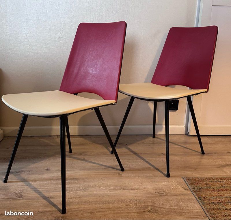Deux chaises vintage 60 Skaï style Jaques Hitier (image 15)