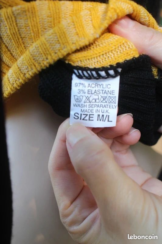 Pull col V Noir Moutarde neuf M/L (image 5)
