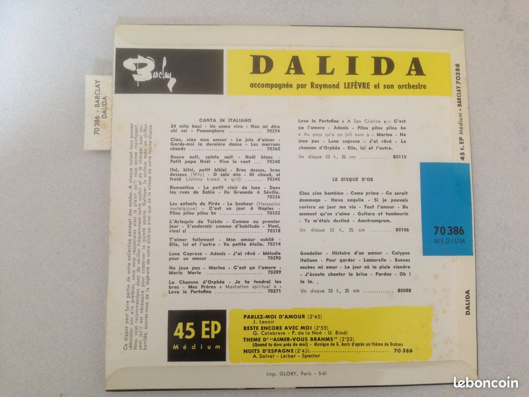 Disque 45T DALIDA (image 2)