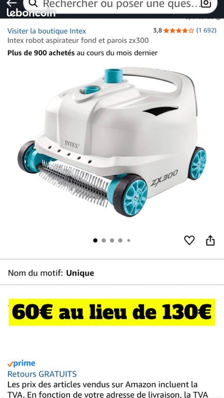 Robot Aspirateur De Piscine Intex ZX300 - Nettoyage Automatique Fond Et Parois