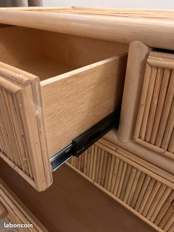 Design finca bois naturel retro vintage bambou rotin commode avec tiroirs Sklum Maison’s du monde comme neuf (image 7)