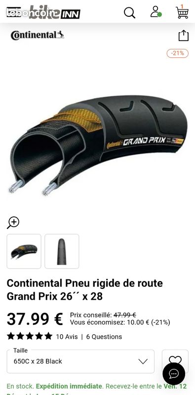 Pneus vélo continental 28 (image 1)