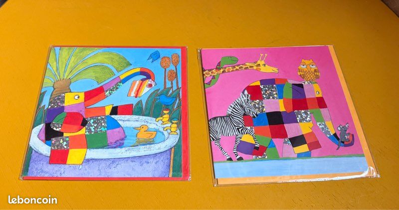 Lot de 2 cartes illustrées Elmer David McKee avec enveloppes (image 2)