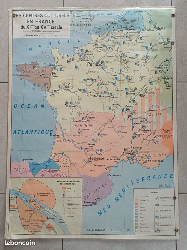 Carte de France vintage - Empire de Charlemagne - Invasions (image 2)
