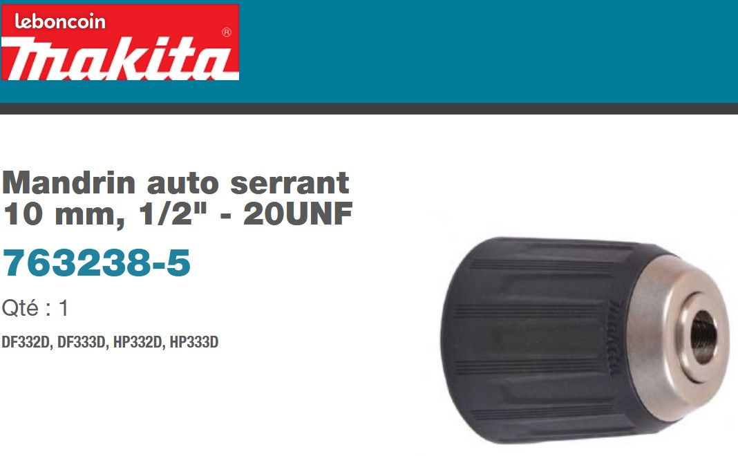 Mandrin à Serrage Rapide Compatible Kress 98022102 - Filetage 1/2"-20 UNF, 0.8-10 Mm