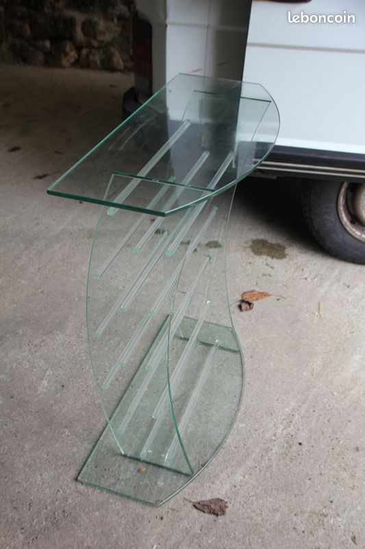 Petit meuble verre pour Wi fi avec étagères rangements divers (image 3)