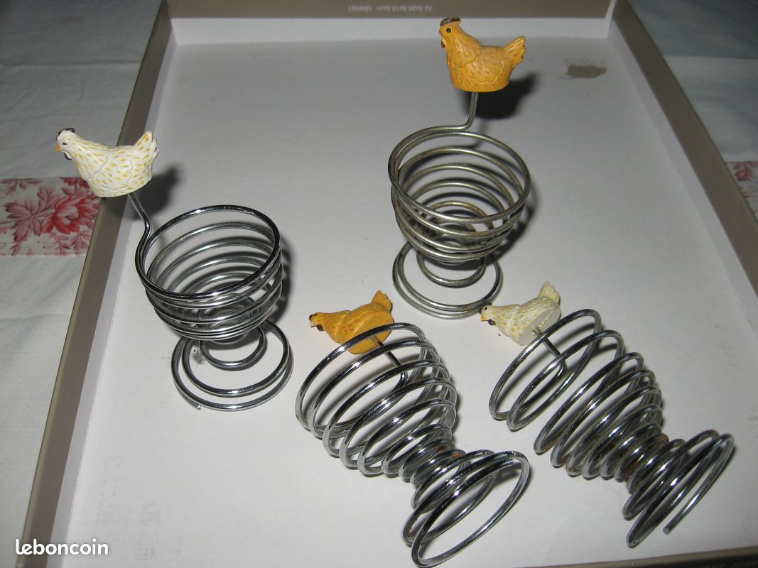 4 coquetiers spirales acier et poulette (image 1)