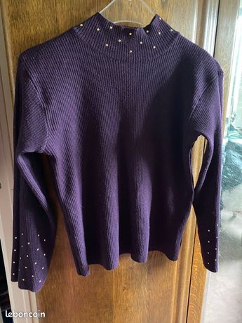 Pull Court Femme Alain Manoukian - 50% Laine Mérinos, Couleur Moutarde - Taille L/XL - Occasion Très Bon état
