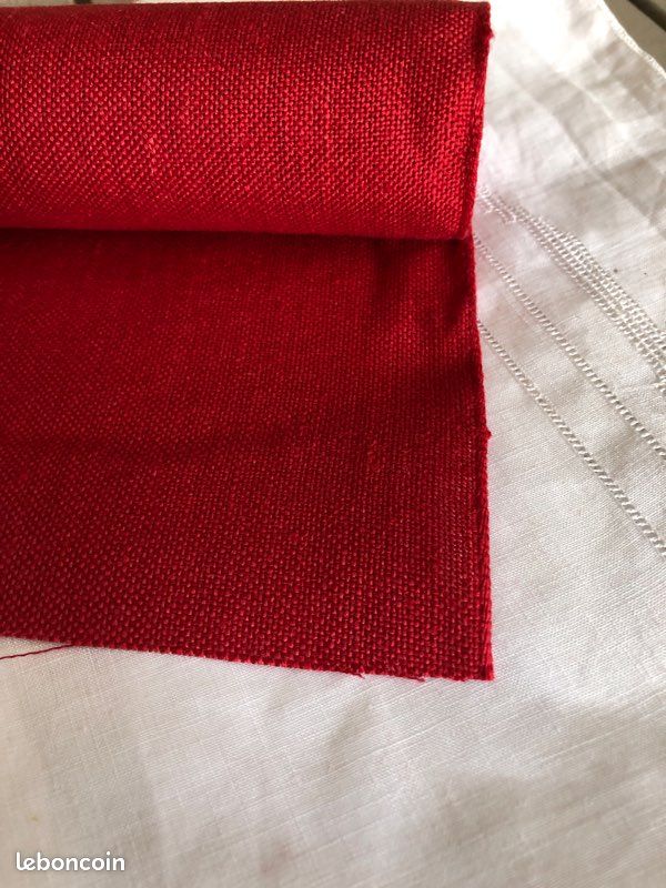 Coupon lin à broder 20 x 50 cm rouge (image 3)