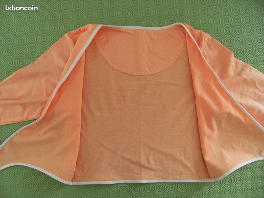 Boléro à Manches Longues VENCA - Couleur Corail - Taille 46/48 - En Coton - Neuf Avec étiquette