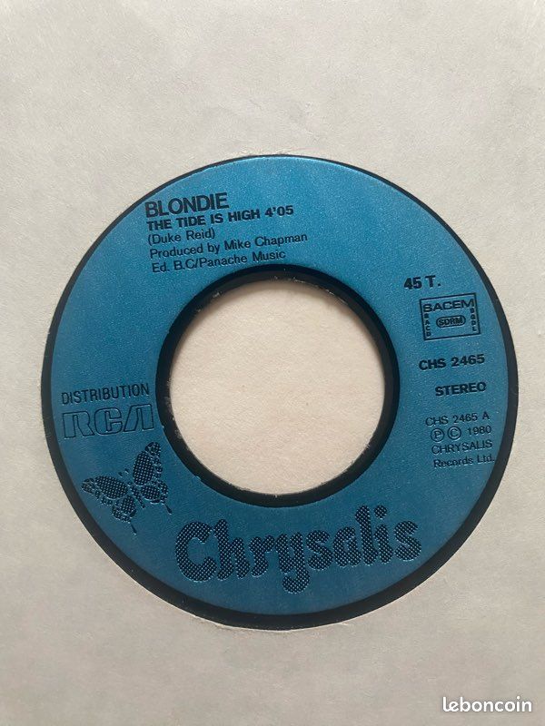 Disque vinyle 45t Blondie « The tide is high » 1980 (image 1)