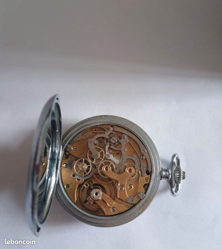Montre à Gousset Chronographe Ancienne STREMBEL - Mécanique Manuel, Boîtier Argentan